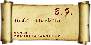 Biró Filoméla névjegykártya